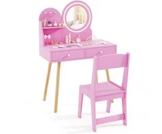 Promotions Vaikiškas kosmetinis staliukas su kėdute, 70x34,3x101,6 cm, rožinė, MDF