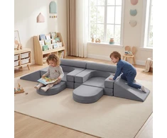 Promotions Vaikiškas modulinis žaidimų kampas 247x124x35 cm Pilkas zomšos audinys