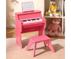 Promotions Vaikiškas pianinas-klaviatūra, 38x24x47 cm, rožinis, su taburete