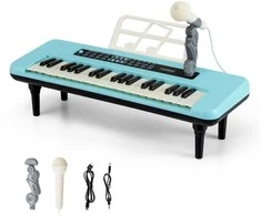 Promotions Vaikiškas pianinas-klaviatūra, 37 klavišai, 46.5x17.5x5.5 cm, mėlynas, nešiojamas