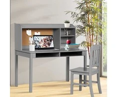 Promotions Vaikiškas rašomasis stalas su kėdute ir smeigtukų lenta, 111,5x61x110,5 cm, pilkas