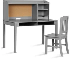 Promotions Vaikiškas rašomasis stalas su kėdute ir smeigtukų lenta, 111,5x61x110,5 cm, pilkas