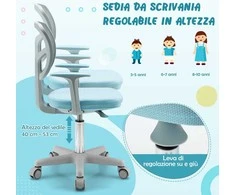 Promotions Vaikiškas rašomasis stalas ir kėdė, 80x51,5x51-73 cm, mėlyna, reguliuojamo aukščio