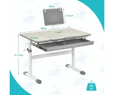Promotions Vaikiškas rašomasis stalas ir pasukama kėdė, 80x51,5x51-73 cm, pilka, reguliuojamas