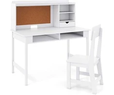 Promotions Vaikiškas rašomasis stalas su kėde, 110x60x110 cm, balta, medinis, su laikymo vieta
