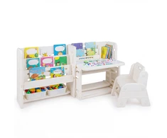 Promotions Vaikiškas stalas ir kėdžių komplektas 135x51x68 cm, smėlio spalvos, HDPE