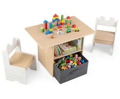 Promotions Vaikiškas stalas ir kėdžių rinkinys 3 vnt. 70x48x49,5 cm baltas