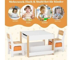 Promotions Vaikiškas stalas ir kėdžių rinkinys, 61x61x48 cm, baltas ir pilkas