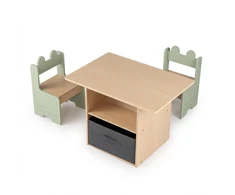 Promotions Vaikiškas stalas ir kėdžių rinkinys 70x48.3x49.5 cm žalias MDF