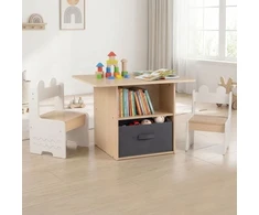 Promotions Vaikiškas stalas ir kėdžių rinkinys 3 vnt. 70x48x49,5 cm baltas