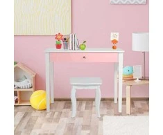 Promotions Vaikiškas tualetinis staliukas su kėdute, 70x34x95 cm, balta, MDF