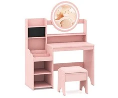 Promotions Vaikiškas tualetinis staliukas 84x37x107 cm rožinis, su laikymo vieta