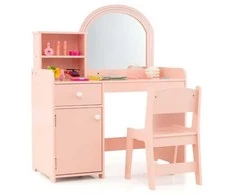 Promotions Vaikiškas tualetinis staliukas su kėdute 80x40,6x94 cm rožinis, su laikymo vieta