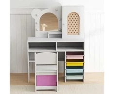 Promotions Vaikiškas tualetinis staliukas su kėdute, 80x29x111 cm, rožinis