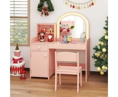 Promotions Vaikiškas tualetinis staliukas su kėdute 80x40,6x94 cm rožinis, su laikymo vieta