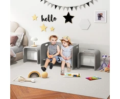 Promotions Vaikiškų baldų komplektas, stalas ir kėdė, 3 vnt., 67x40x50 cm, pilka