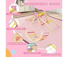 Promotions Vaikiškų laipiojimo žaislų rinkinys, sulankstomas medinis Montessori vidaus žaidimų kampelis, 66x53x58 cm, spalvingas