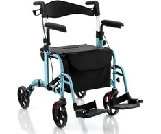 Promotions Riedėjimo vaikštynė, Sulankstoma riedėjimo vaikštynė su sėdyne ir ratukais, 102.9x63.5x85-96.5 cm, Tamsiai mėlyna