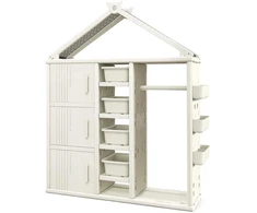 Promotions Vaikų laikymo spinta, 129.5x34.3x156.2 cm, rožinė ir balta