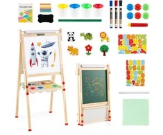 Promotions Vaikų molbertas, 59.7x47-64.8x85.1-147.3 cm, Natūralios spalvos, Sulankstomas medinis