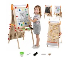 Promotions Vaikų molbertas, dvisluoksnis, sulankstomas, 66x50.8x74.9/104.1 cm, natūralios spalvos, medinis