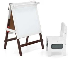 Promotions Vaikų molbertas ir kėdutės komplektas, 55x48x75-94 cm, ruda