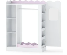 Promotions Vaikų persirengimo daiktų laikymo spintelė su veidrodžiais 87,6x35,6x118,1 cm rožinė/balta