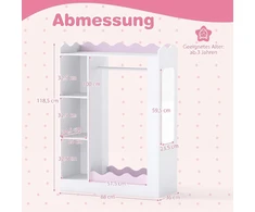 Promotions Vaikų persirengimo daiktų laikymo spintelė su veidrodžiais 87,6x35,6x118,1 cm rožinė/balta