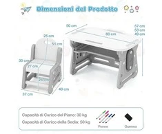 Promotions Vaikų piešimo stalas ir kėdžių komplektas, 80x50x50 cm, pilka