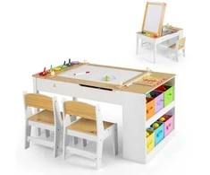 Promotions Vaikų piešimo stalas su molbertu, 109x60x55 cm, natūralios spalvos, su laikymo vieta