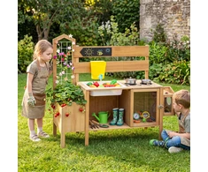 Promotions Vaikų purvo virtuvė su nuimama paukščių narveliu ir viryklėmis 107x35,5x96,5 cm natūrali