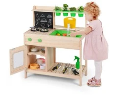 Promotions Vaikų purvo virtuvėlė, 73.7x35.6x92.7 cm, natūrali, pušies mediena