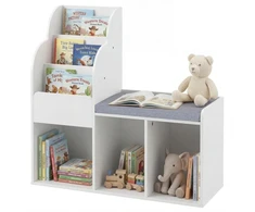 Promotions Vaikų skaitymo kampelis 80x29,5x81,5 cm, balta mediena, sandėliavimas