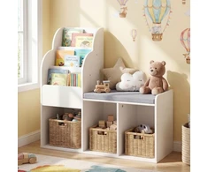 Promotions Vaikų skaitymo kampelis 80x29,5x81,5 cm, balta mediena, sandėliavimas