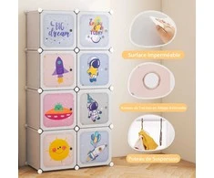 Promotions Vaikiška spinta, 8 kubų modulinė saugojimo sistema su durelėmis ir kabinamu skyriumi, balta