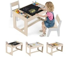 Promotions Vaikų stalas ir 2 kėdžių komplektas, 80x49.5x48.3 cm, natūralios spalvos, MDF