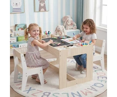 Promotions Vaikų stalas ir 2 kėdžių komplektas, 80x49.5x48.3 cm, natūralios spalvos, MDF