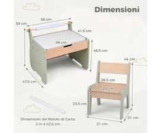 Promotions Vaikų stalas ir kėdžių komplektas, 68x47.5x59 cm, žalias, medinis, daugiafunkcis