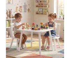 Promotions Vaikų stalas ir kėdžių komplektas, 59,7x59,7x43,2 cm, balta, pušies mediena