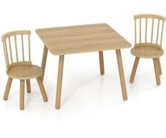 Promotions Vaikų stalas ir kėdžių komplektas, 59,7x59,7x43,2 cm, natūralus, mediena
