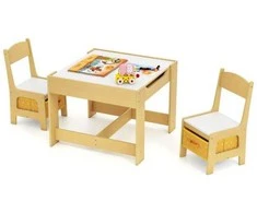 Promotions Vaikų stalas ir kėdžių rinkinys, 62x62x48 cm, 29x31x53 cm, natūrali pilka