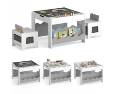 Promotions Vaikų veiklos stalas ir 2 kėdžių komplektas 66x63,5x48,3 cm baltas/pilkas