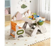 Promotions Vaikų veiklos stalas ir kėdžių komplektas, sulankstomas molbertas, 82.6x26.7x85.1 cm, oranžinė