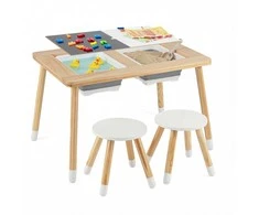 Promotions Vaikų veiklos stalo komplektas, 81.3x58.4x49.5 cm, Natūralios spalvos, Mediena