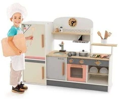 Promotions Vaikų žaidimų virtuvėlės rinkinys, 90x23x65 cm, smėlio pilka rožinė