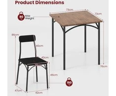 Promotions Valgomojo stalo komplektas, 73x73x76 cm, Juoda