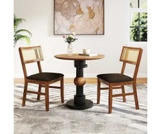 Promotions Valgomojo kėdės, 2 vnt., 53,5x56x89 cm, rudos, apmuštos