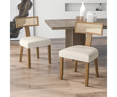 Promotions Valgomojo kėdės 56x55.5x92.5 cm, smėlio spalvos lininis audinys