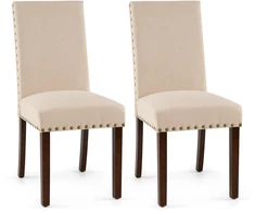 Promotions Valgomojo kėdžių komplektas 67x44,5x96 cm, smėlio spalvos, mediena, audinys