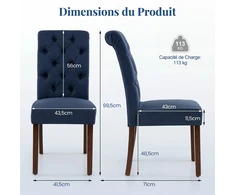 Promotions Valgomojo kėdžių rinkinys 68x46x100 cm Mėlynos spalvos, apmuštas audiniu